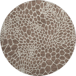 Piper Looms Mayfield Geometric AMF919 Brown Machine Washable Area Rug Round Main Image
