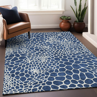 Piper Looms Mayfield Geometric AMF919 Navy Machine Washable Area Rug Lifestyle Image Feature