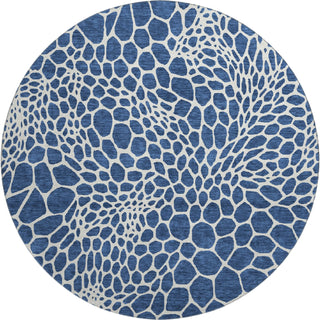 Piper Looms Mayfield Geometric AMF919 Navy Machine Washable Area Rug Round Main Image