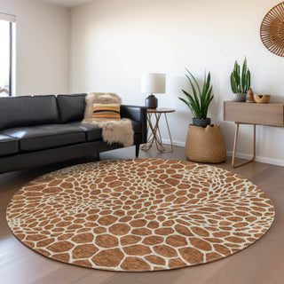 Piper Looms Mayfield Geometric AMF919 Paprika Machine Washable Area Rug Round Lifestyle Image Feature