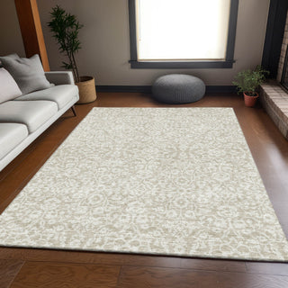 Piper Looms Mayfield Damask AMF920 Beige Machine Washable Area Rug Lifestyle Image Feature