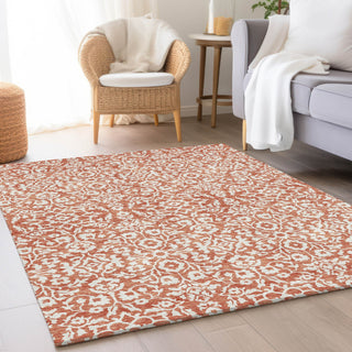 Piper Looms Mayfield Damask AMF920 Coral Machine Washable Area Rug Lifestyle Image Feature
