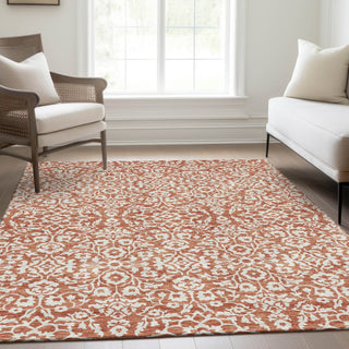 Piper Looms Mayfield Damask AMF920 Coral Machine Washable Area Rug Lifestyle Image Feature
