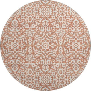 Piper Looms Mayfield Damask AMF920 Coral Machine Washable Area Rug Round Main Image