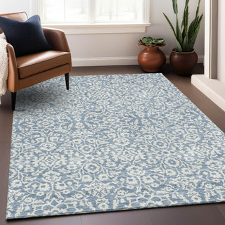 Piper Looms Mayfield Damask AMF920 Denim Machine Washable Area Rug Lifestyle Image Feature