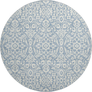 Piper Looms Mayfield Damask AMF920 Denim Machine Washable Area Rug Round Main Image