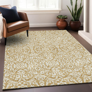 Piper Looms Mayfield Damask AMF920 Gold Machine Washable Area Rug Lifestyle Image Feature
