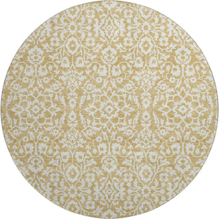 Piper Looms Mayfield Damask AMF920 Gold Machine Washable Area Rug Round Main Image