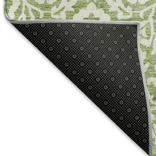 Piper Looms Mayfield Damask AMF920 Green Machine Washable Area Rug Backing Image