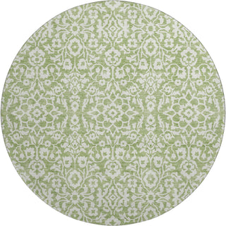 Piper Looms Mayfield Damask AMF920 Green Machine Washable Area Rug Round Main Image