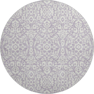 Piper Looms Mayfield Damask AMF920 Lavender Machine Washable Area Rug Round Main Image