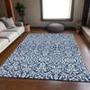 Piper Looms Mayfield Damask AMF920 Navy Machine Washable Area Rug Lifestyle Image Feature