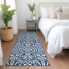 Piper Looms Mayfield Damask AMF920 Navy Machine Washable Area Rug Runner Lifestyle Image Feature
