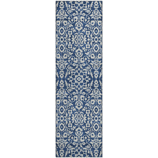 Piper Looms Mayfield Damask AMF920 Navy Machine Washable Area Rug Runner Main Image