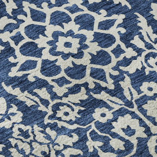Piper Looms Mayfield Damask AMF920 Navy Machine Washable Area Rug Swatch Image