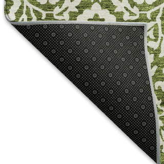 Piper Looms Mayfield Damask AMF920 Olive Machine Washable Area Rug Backing Image