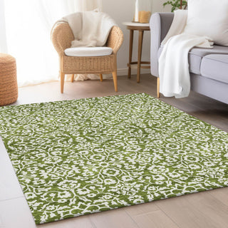 Piper Looms Mayfield Damask AMF920 Olive Machine Washable Area Rug Lifestyle Image Feature