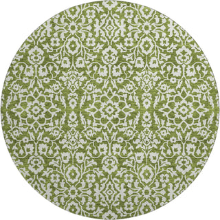 Piper Looms Mayfield Damask AMF920 Olive Machine Washable Area Rug Round Main Image