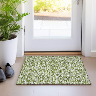 Piper Looms Mayfield Damask AMF920 Olive Machine Washable Area Rug Scatter Lifestyle Image Feature