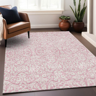 Piper Looms Mayfield Damask AMF920 Pink Machine Washable Area Rug Lifestyle Image Feature