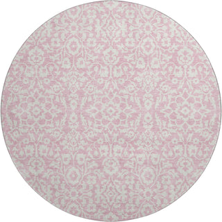 Piper Looms Mayfield Damask AMF920 Pink Machine Washable Area Rug Round Main Image