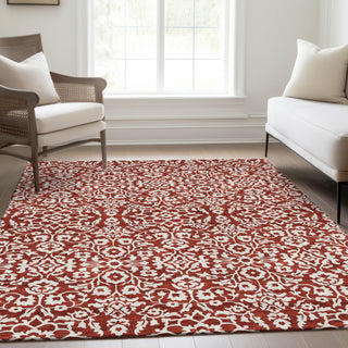 Piper Looms Mayfield Damask AMF920 Red Machine Washable Area Rug Lifestyle Image Feature