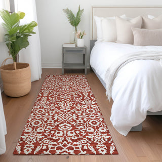 Piper Looms Mayfield Damask AMF920 Red Machine Washable Area Rug Runner Lifestyle Image Feature