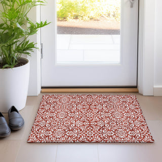 Piper Looms Mayfield Damask AMF920 Red Machine Washable Area Rug Scatter Lifestyle Image Feature