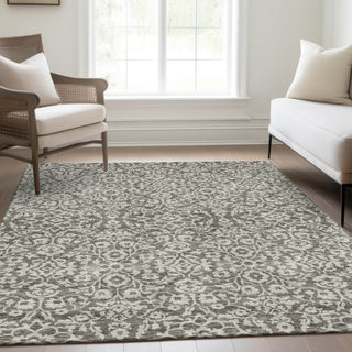 Piper Looms Mayfield Damask AMF920 Taupe Machine Washable Area Rug Lifestyle Image Feature
