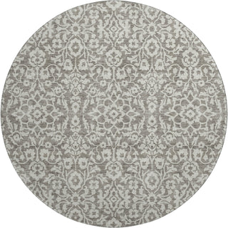 Piper Looms Mayfield Damask AMF920 Taupe Machine Washable Area Rug Round Main Image