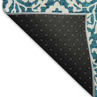 Piper Looms Mayfield Damask AMF920 Teal Machine Washable Area Rug Backing Image