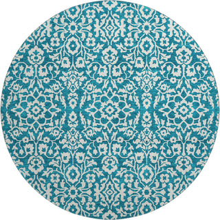 Piper Looms Mayfield Damask AMF920 Teal Machine Washable Area Rug Round Main Image
