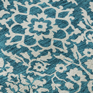 Piper Looms Mayfield Damask AMF920 Teal Machine Washable Area Rug Swatch Image