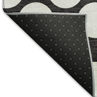 Piper Looms Mayfield Circles AMF921 Black Machine Washable Area Rug Backing Image