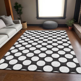 Piper Looms Mayfield Circles AMF921 Black Machine Washable Area Rug Lifestyle Image Feature