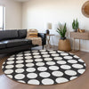 Piper Looms Mayfield Circles AMF921 Black Machine Washable Area Rug Round Lifestyle Image Feature