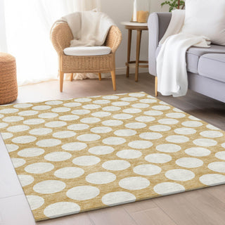 Piper Looms Mayfield Circles AMF921 Gold Machine Washable Area Rug Lifestyle Image Feature