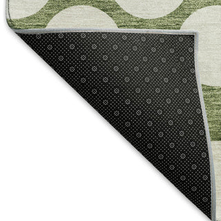 Piper Looms Mayfield Circles AMF921 Green Machine Washable Area Rug Backing Image