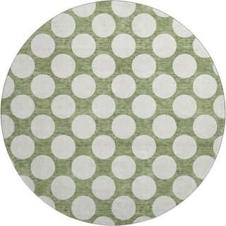 Piper Looms Mayfield Circles AMF921 Green Machine Washable Area Rug Round Main Image