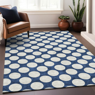 Piper Looms Mayfield Circles AMF921 Navy Machine Washable Area Rug Lifestyle Image Feature