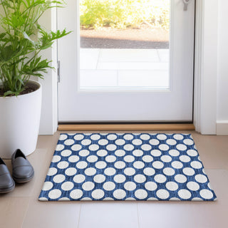 Piper Looms Mayfield Circles AMF921 Navy Machine Washable Area Rug Scatter Lifestyle Image Feature