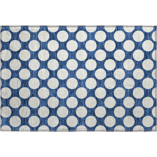 Piper Looms Mayfield Circles AMF921 Navy Machine Washable Area Rug Scatter Main Image