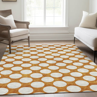 Piper Looms Mayfield Circles AMF921 Orange Machine Washable Area Rug Lifestyle Image Feature