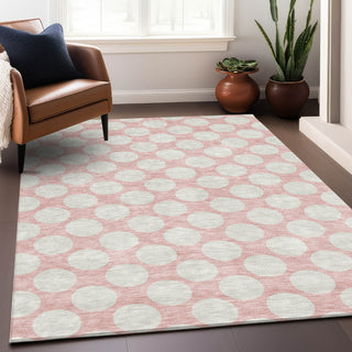 Piper Looms Mayfield Circles AMF921 Pink Machine Washable Area Rug Lifestyle Image Feature
