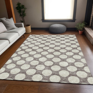 Piper Looms Mayfield Circles AMF921 Taupe Machine Washable Area Rug Lifestyle Image Feature