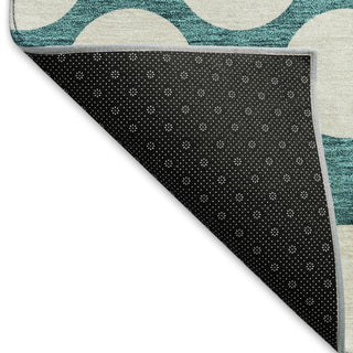 Piper Looms Mayfield Circles AMF921 Teal Machine Washable Area Rug Backing Image