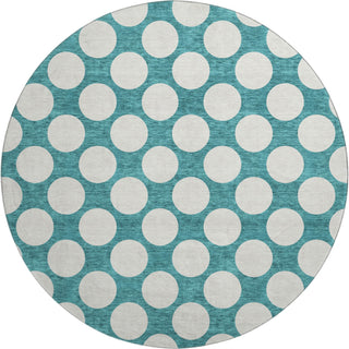Piper Looms Mayfield Circles AMF921 Teal Machine Washable Area Rug Round Main Image