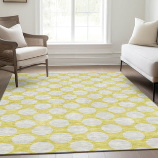 Piper Looms Mayfield Circles AMF921 Yellow Machine Washable Area Rug Lifestyle Image Feature