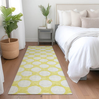 Piper Looms Mayfield Circles AMF921 Yellow Machine Washable Area Rug Runner Lifestyle Image Feature