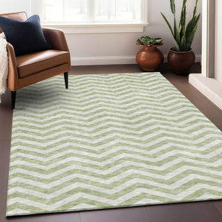Piper Looms Mayfield Chevron AMF922 Aloe Machine Washable Area Rug Lifestyle Image Feature